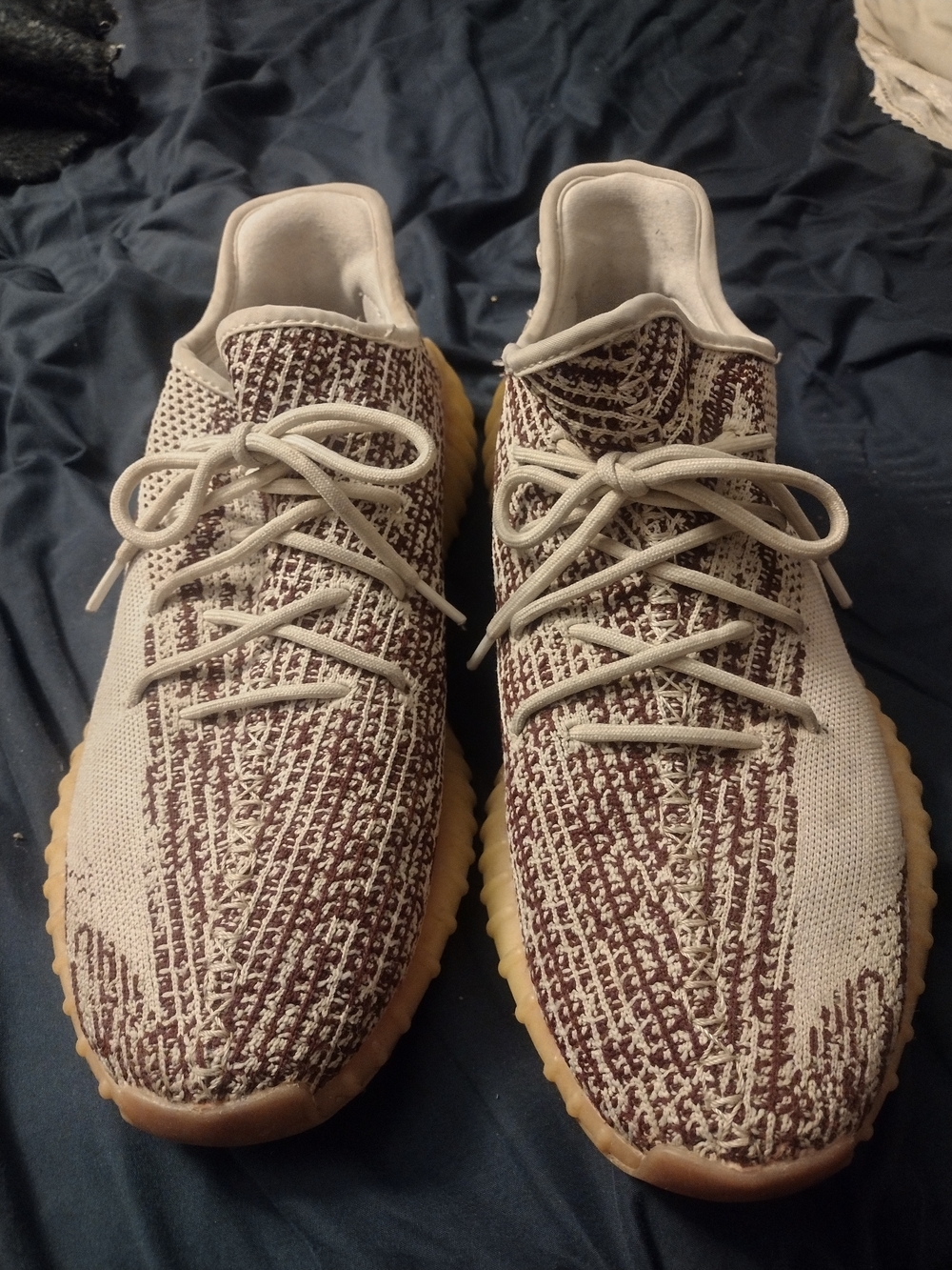 Knit Low-Top Sneakers in Cream and Brown